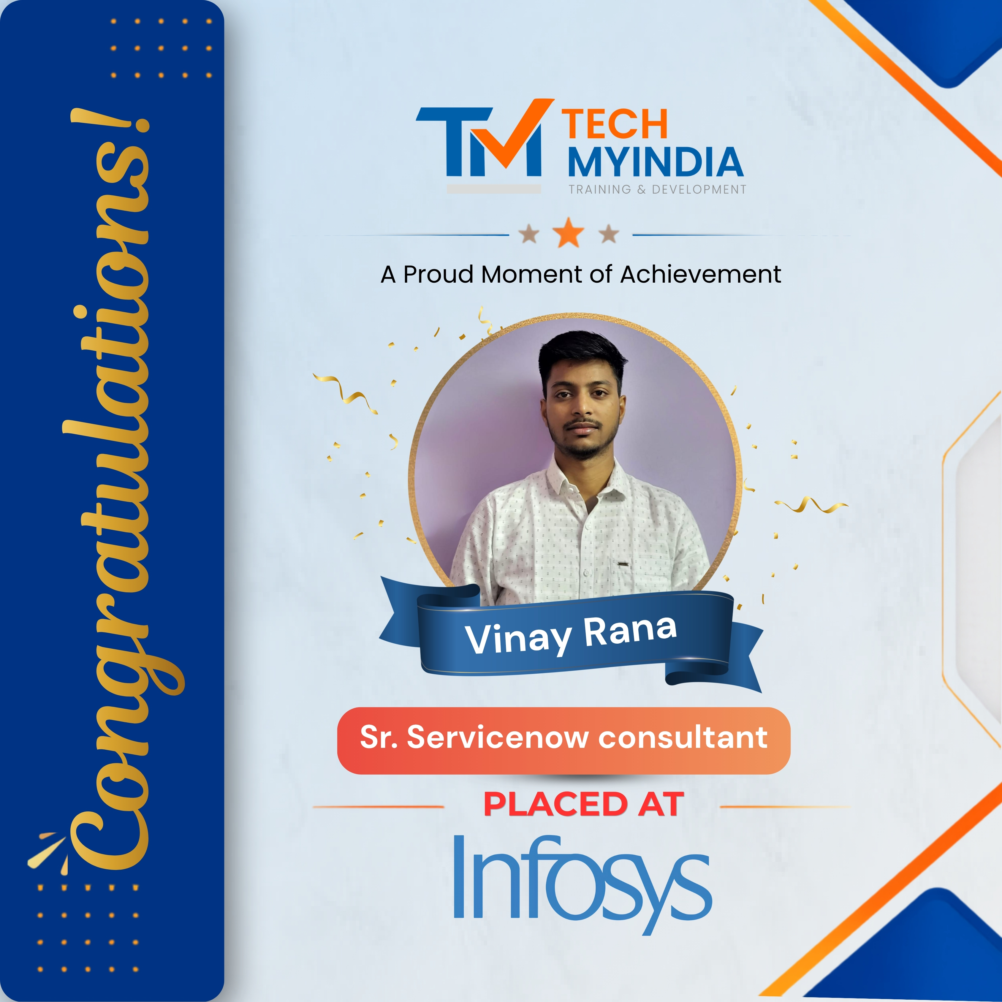 Vinay Rana Placed at Infosys